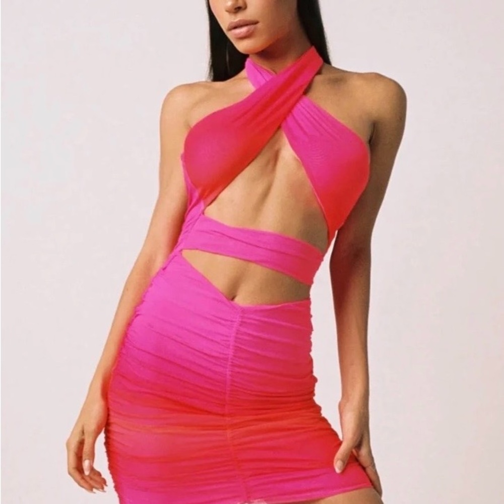 Tiger Mist Archie Dress Vibrant Pink Backless Dress